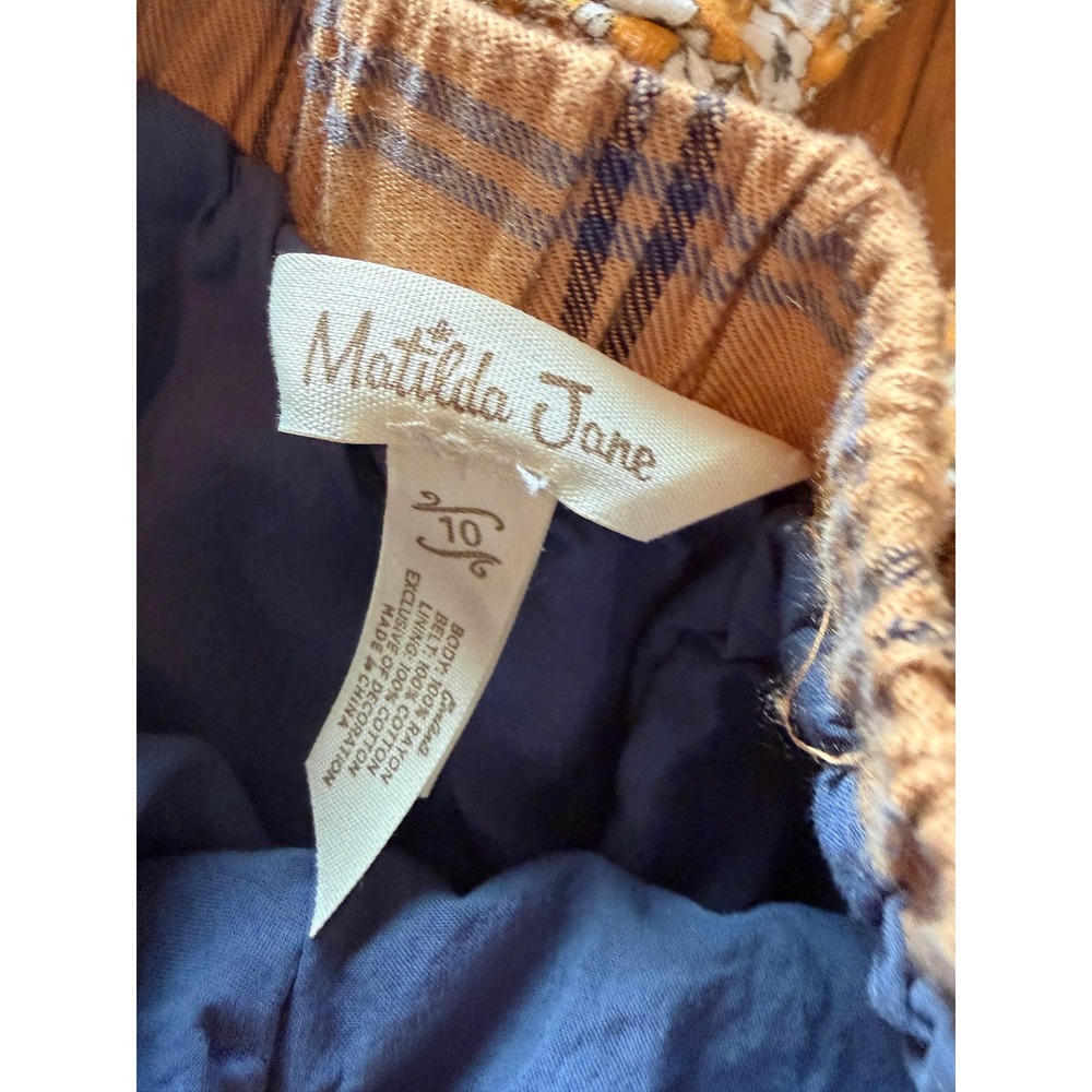 Matilda Jane Freya Plaid Skirt Kids Size 10 Mustard Yellow Blue Cargo Pockets - Picture 3 of 6